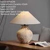 Modern Japanese Style Coarse Ceramic Table Lamp for Home Living Room Bedroom Bedside Decor Fabric LED Deck Light