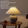 Modern Japanese Style Coarse Ceramic Table Lamp for Home Living Room Bedroom Bedside Decor Fabric LED Deck Light