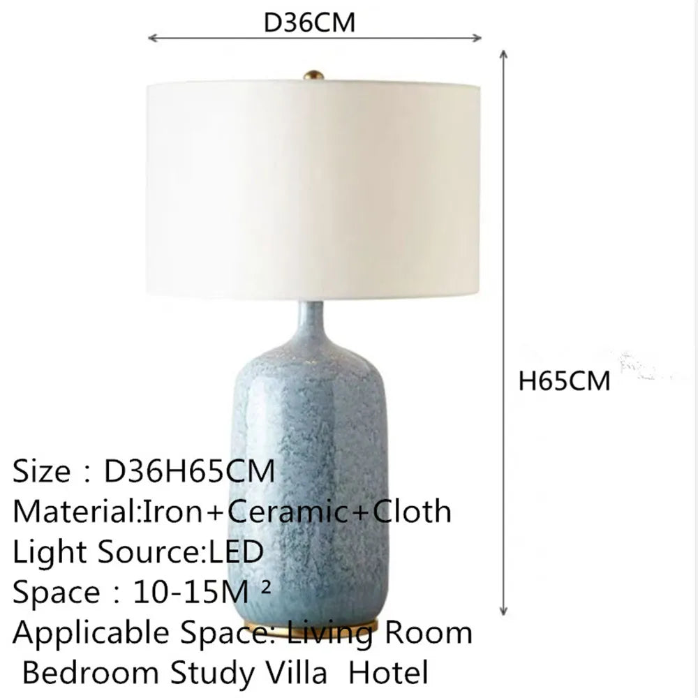 Contemporary Luxury Ceramic Table Lamp LED American Living Room Bedroom Study Villa LED Retro Creativity Bedside Desk Light