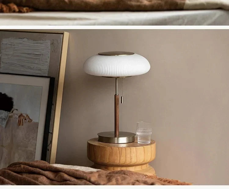 Vintage Industrial Table Lamp - Opal Glass Desk Light with Adjustable Arm