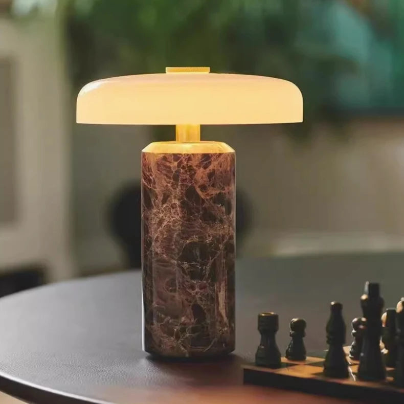 Italian Art Rechargeable Marble Glass LED Decoration Table Lamp