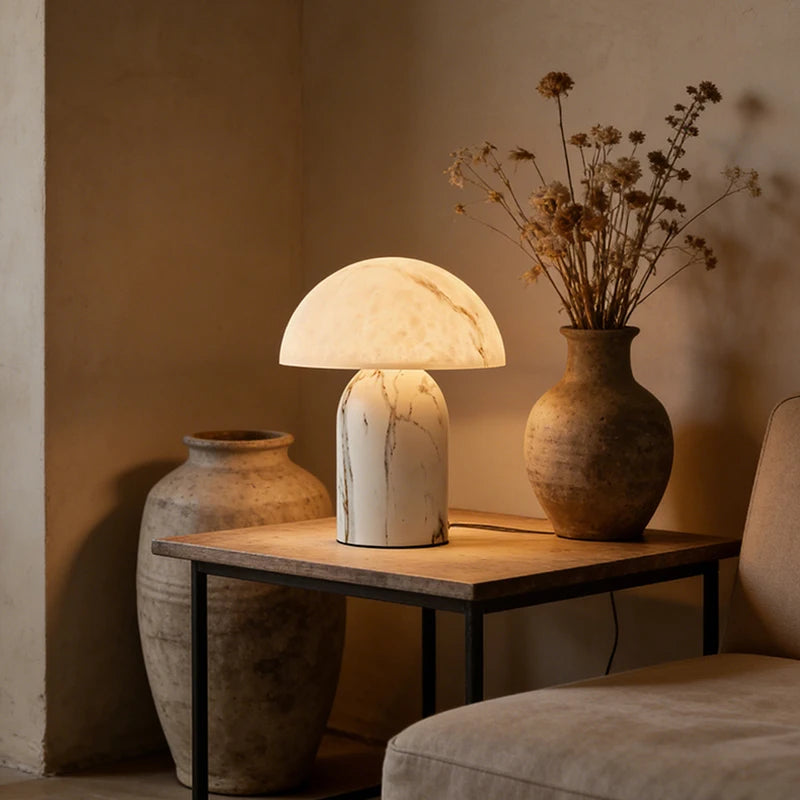 Nordic Modern Table Lamp Metal & Resin Marble Pattern