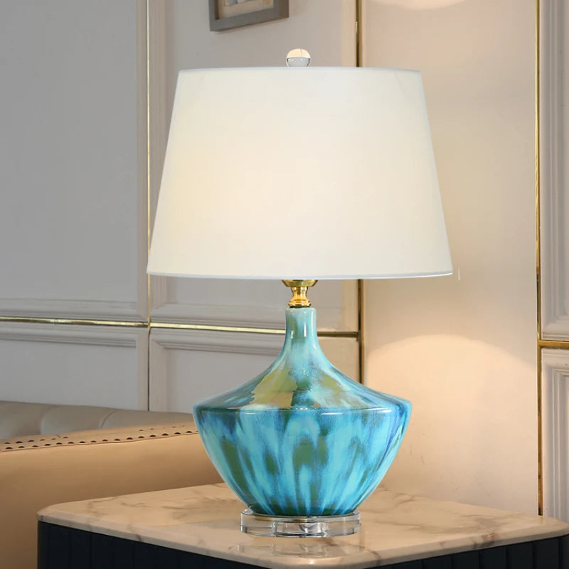 Luxury High Grade Table Lamp Ceramic Ice Crack Living Room Cozy and Romantic Modern Minimalist Bedroom Bedside Lamp