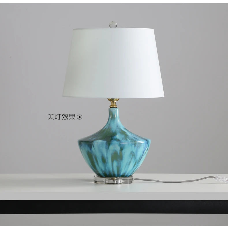 Luxury High Grade Table Lamp Ceramic Ice Crack Living Room Cozy and Romantic Modern Minimalist Bedroom Bedside Lamp