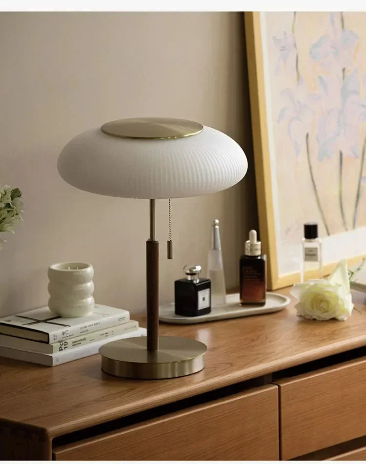 Vintage Industrial Table Lamp - Opal Glass Desk Light with Adjustable Arm