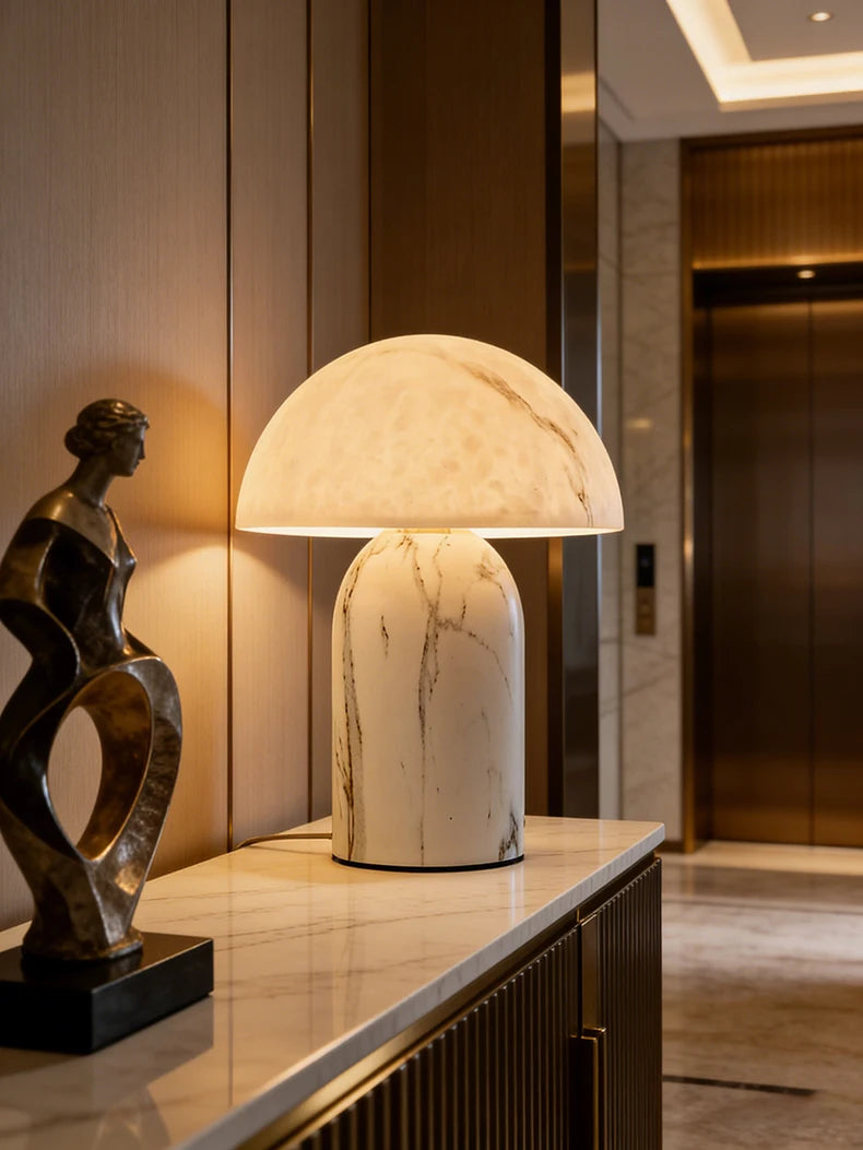 Nordic Modern Table Lamp Metal & Resin Marble Pattern