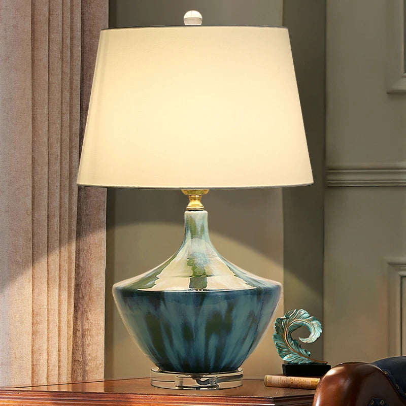 Luxury High Grade Table Lamp Ceramic Ice Crack Living Room Cozy and Romantic Modern Minimalist Bedroom Bedside Lamp