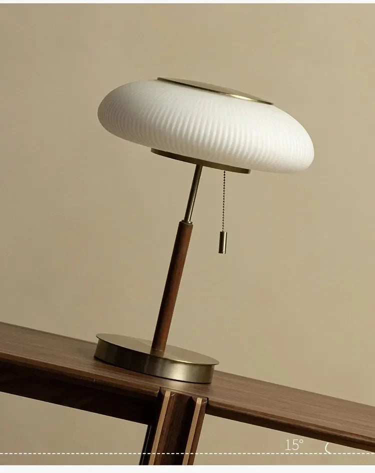 Vintage Industrial Table Lamp - Opal Glass Desk Light with Adjustable Arm