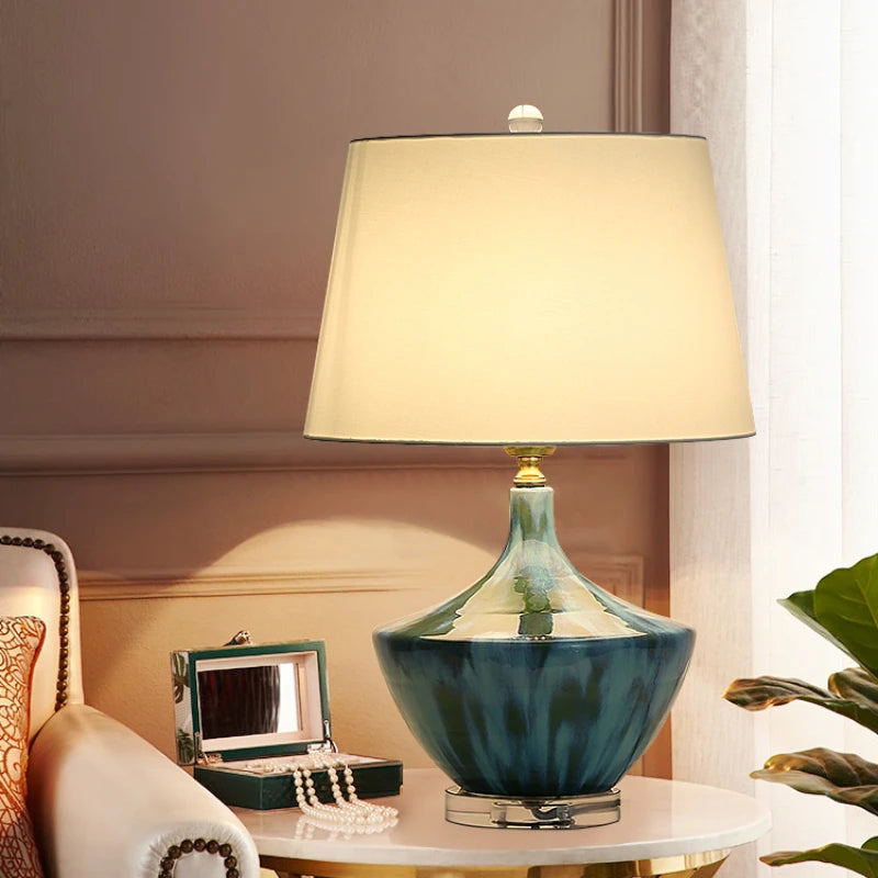 Luxury High Grade Table Lamp Ceramic Ice Crack Living Room Cozy and Romantic Modern Minimalist Bedroom Bedside Lamp