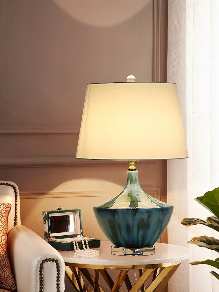 Luxury High Grade Table Lamp Ceramic Ice Crack Living Room Cozy and Romantic Modern Minimalist Bedroom Bedside Lamp