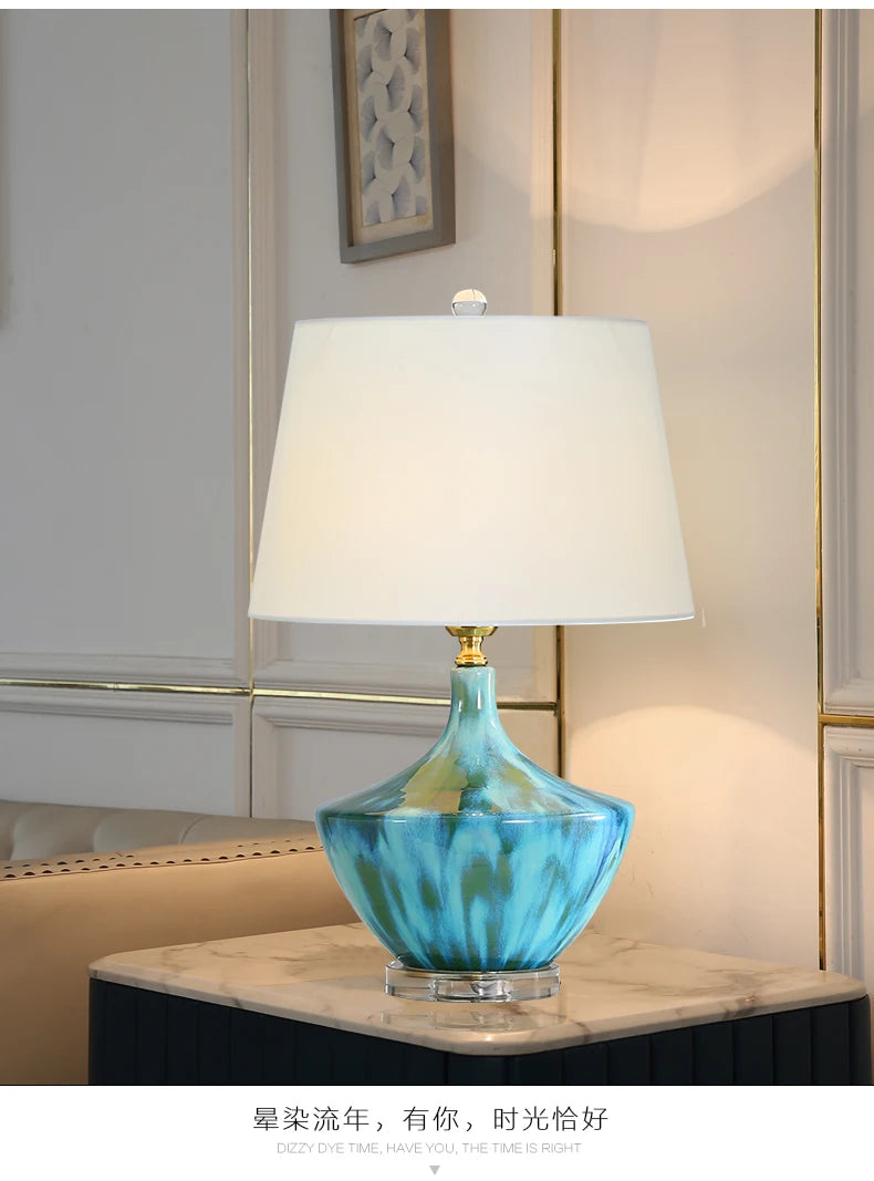 Luxury High Grade Table Lamp Ceramic Ice Crack Living Room Cozy and Romantic Modern Minimalist Bedroom Bedside Lamp