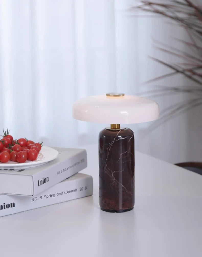 Italian Art Rechargeable Marble Glass LED Decoration Table Lamp
