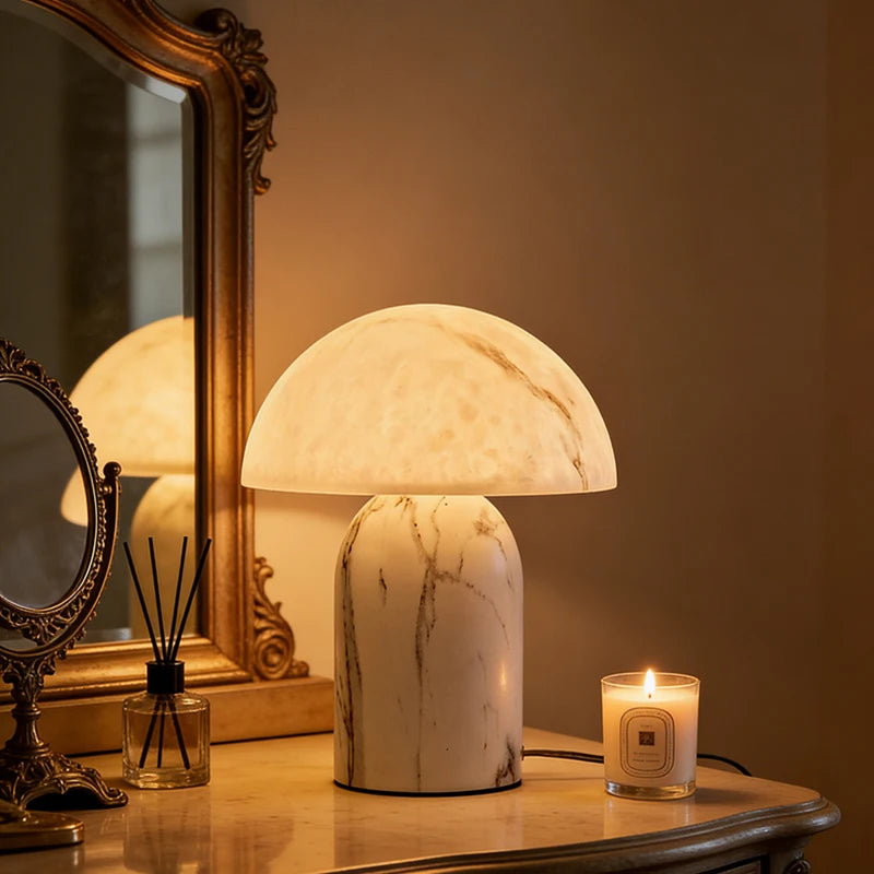 Nordic Modern Table Lamp Metal & Resin Marble Pattern